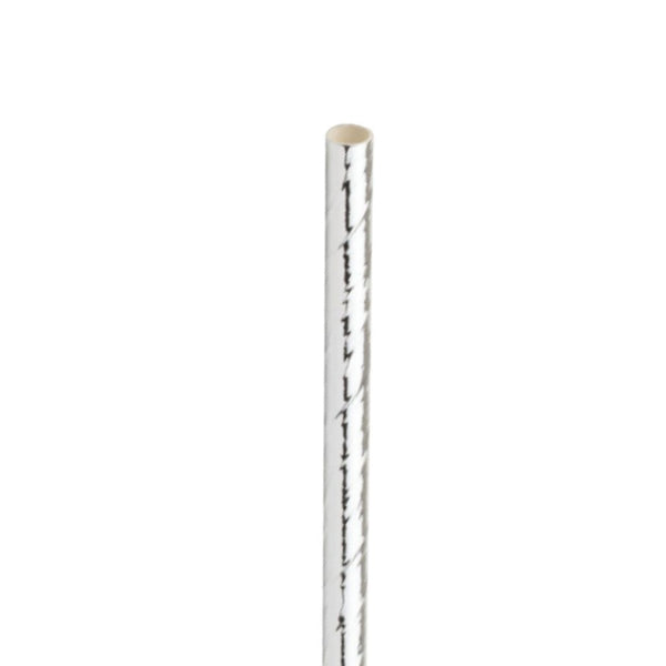 Paper Silver Cocktail Straw 5.5in