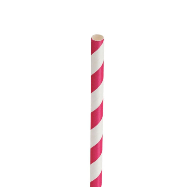 Paper Pink / White Stripe Straw 8