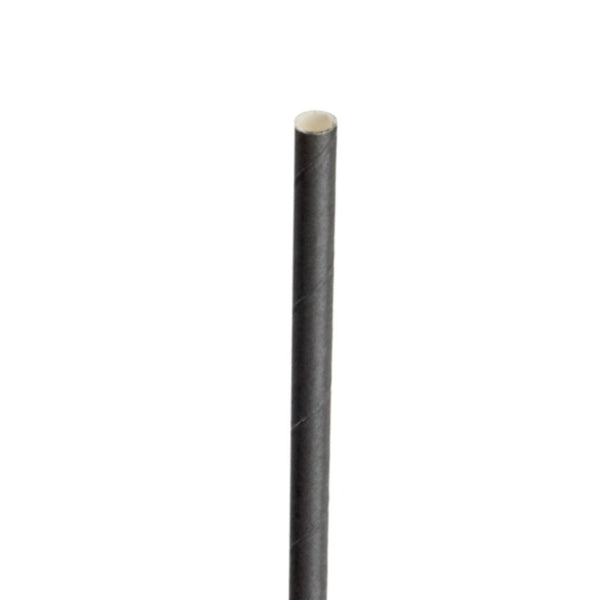 Paper Solid Black Straw 8in