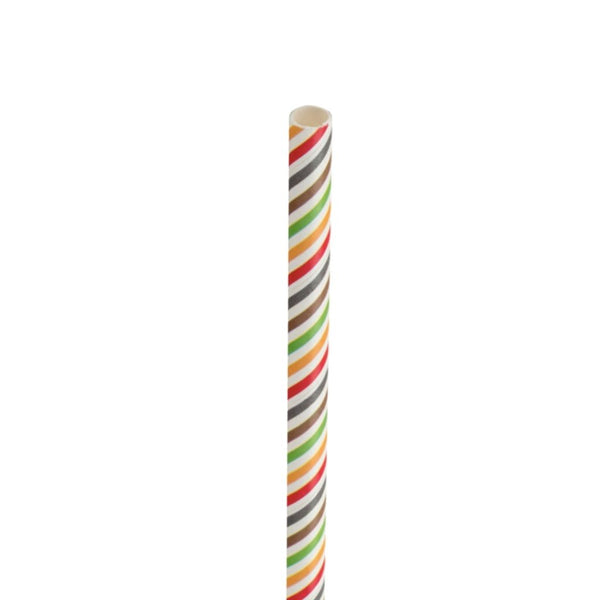 Paper Multi Stripe Straw 8in