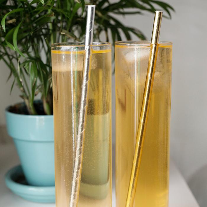 Paper Gold Cocktail Straw 5.5in