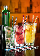 Paper Orange/White Stripe Straw 8in