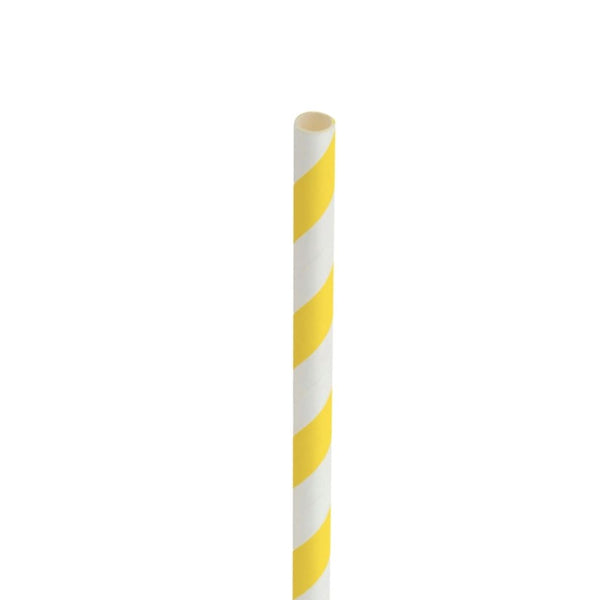 Paper Yellow/White Stripe Straw 8in