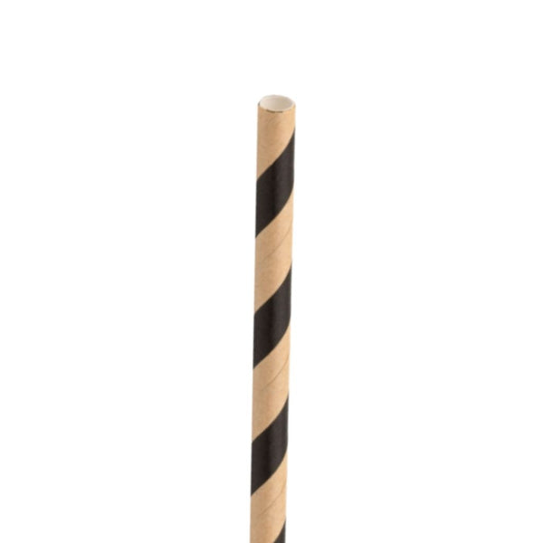 Paper Brown/Black Stripe Straw 8in